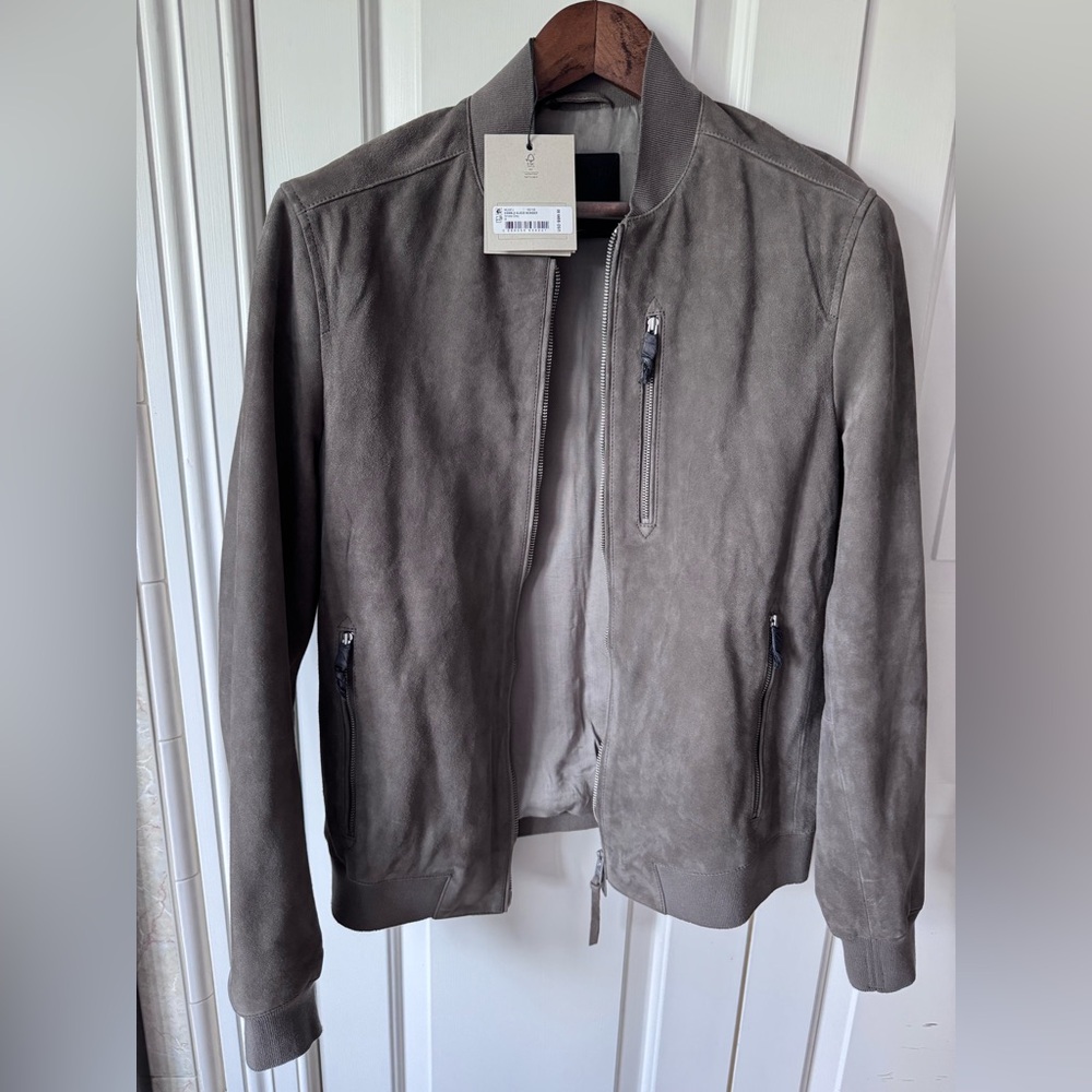 AllSaints Gray Suede Kemble Bomber Jacket New with Tags!